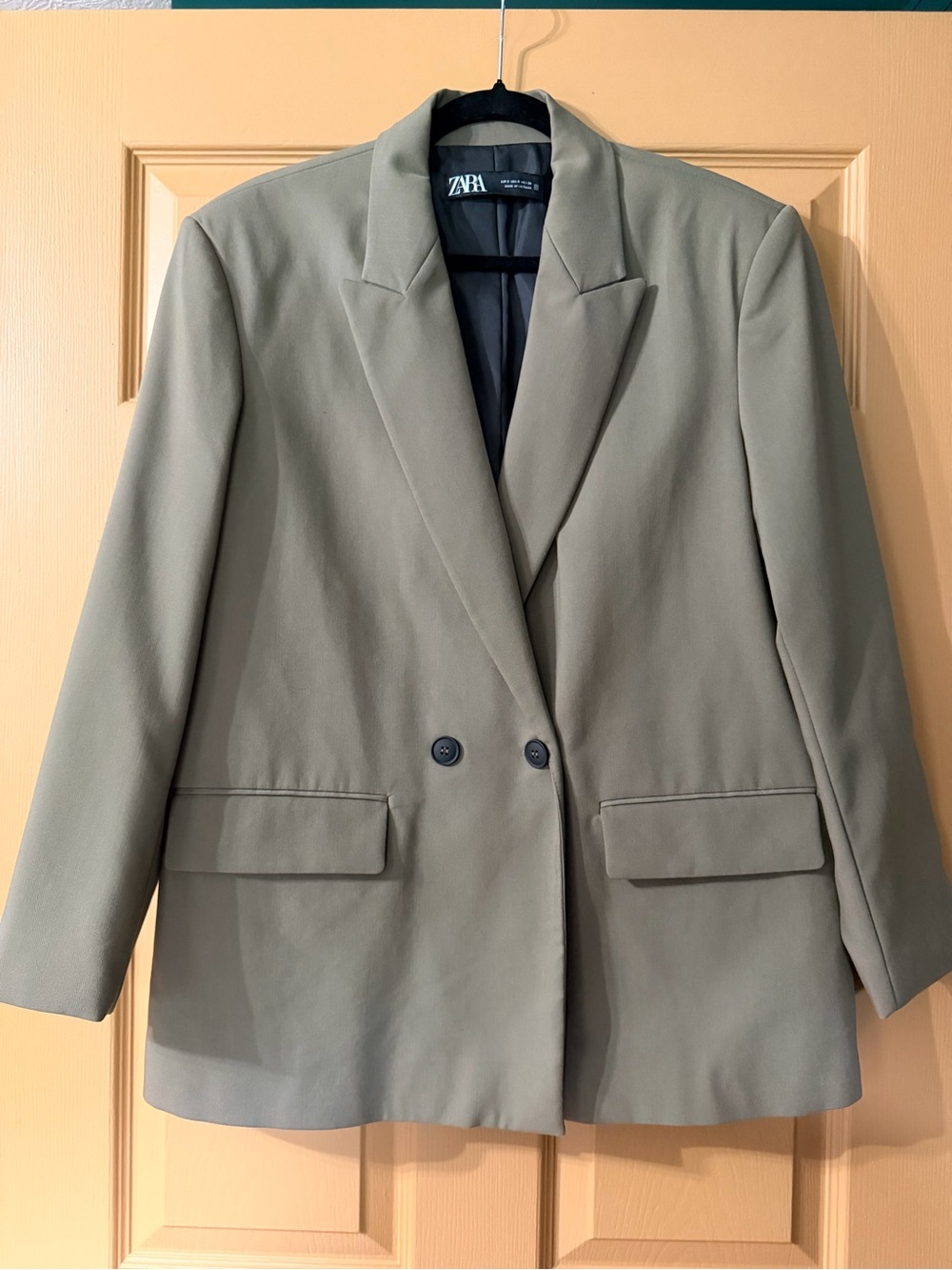 Zara Oversized Olive Green Double-Breasted Blazer